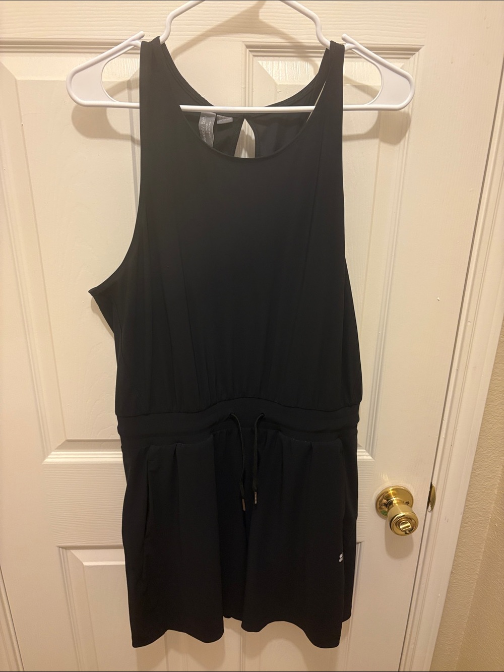Anthropologie Black Sleeveless Drawstring Romper A161